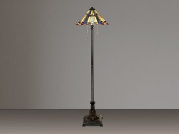 meineWunschleuchte LED Stehlampe, LED wechselbar, warmweiß, dimmbar ausgefallene Tiffany Vintage Glas-schirm Ecke bunt, Höhe 158cm