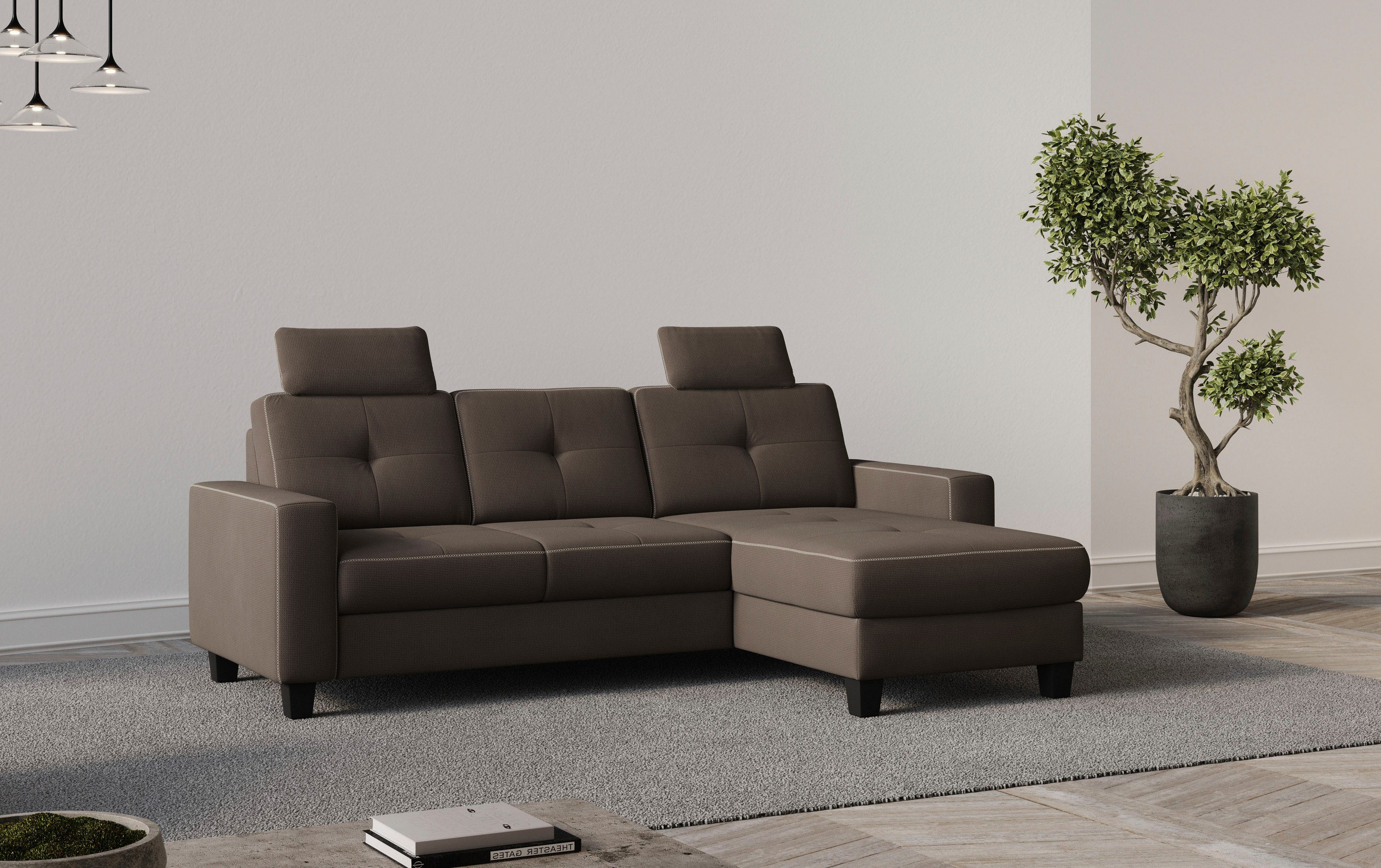 Places of Style Ecksofa "Varese L-Form", wahlweise mit Bettfunktion und Bet günstig online kaufen