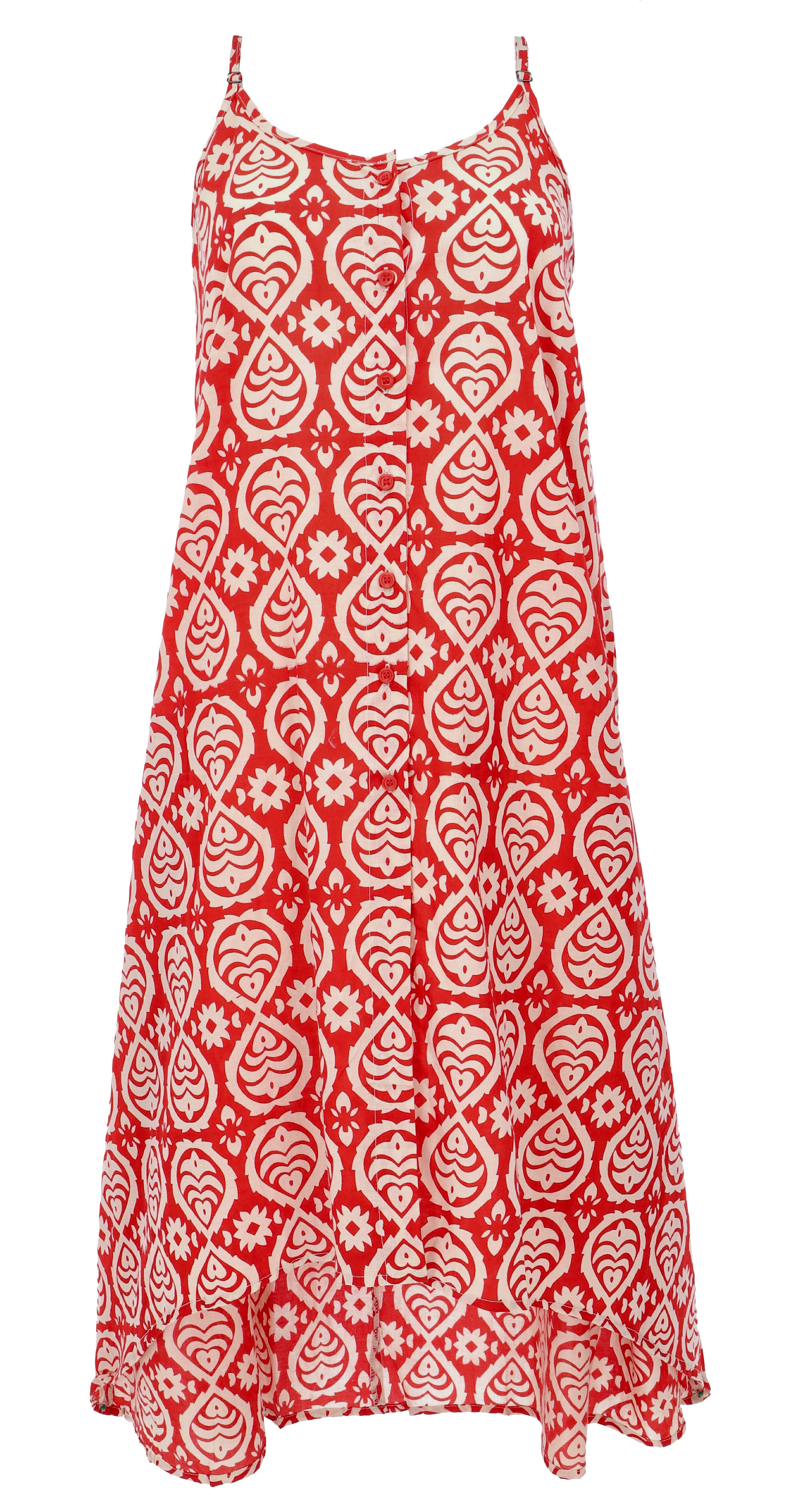 Guru-Shop Midikleid Luftiges Sommerkleid, Strandkleid - rot alternative Bekleidung