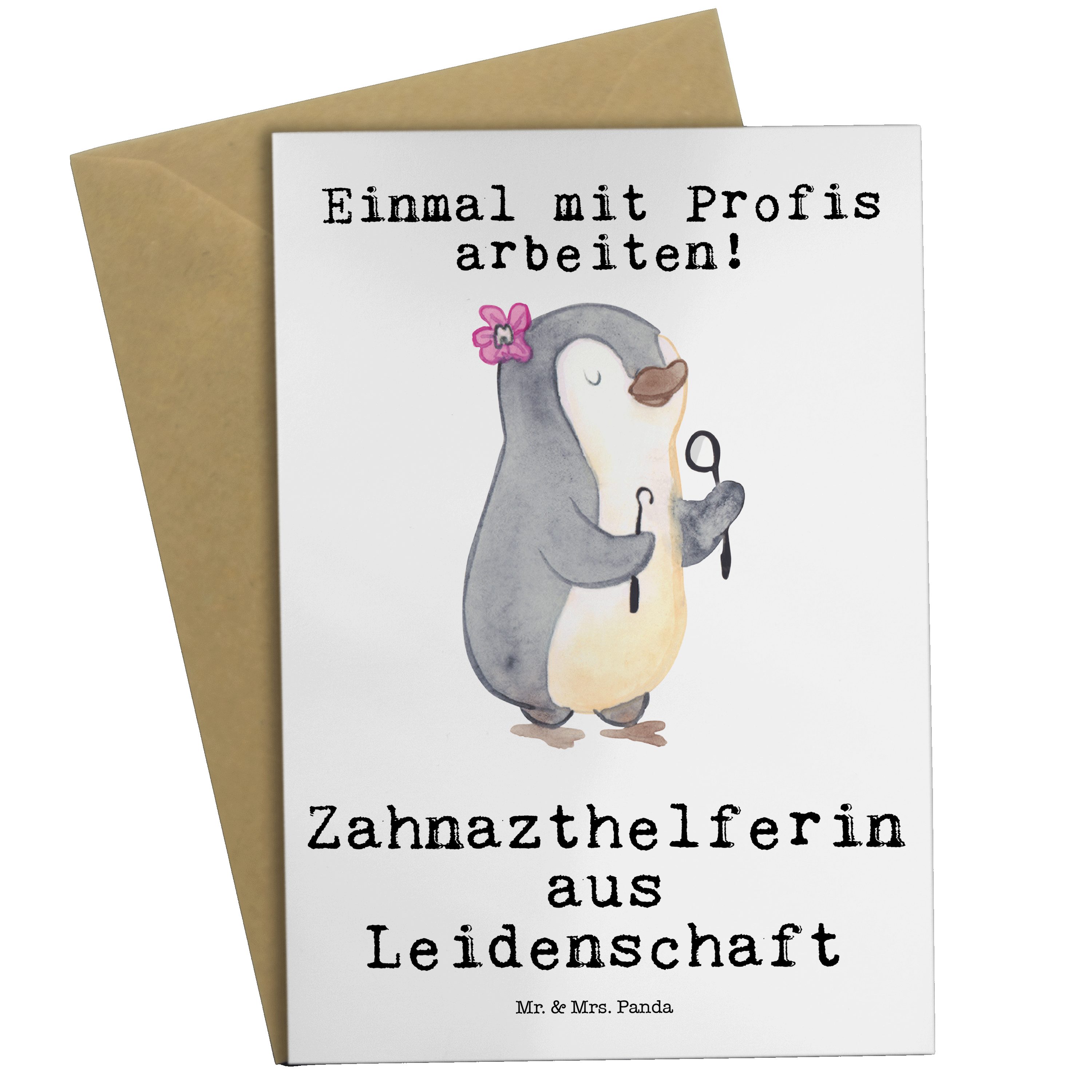 Mr. & Mrs. Panda Grußkarte »Zahnarzthelferin aus Leidenschaft Weiß