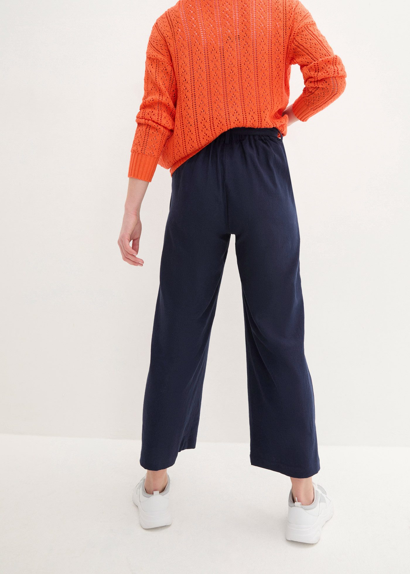 bonprix Culotte aus Leinen-Mix, mit Bindeband, Loose Fit, knöchelfrei