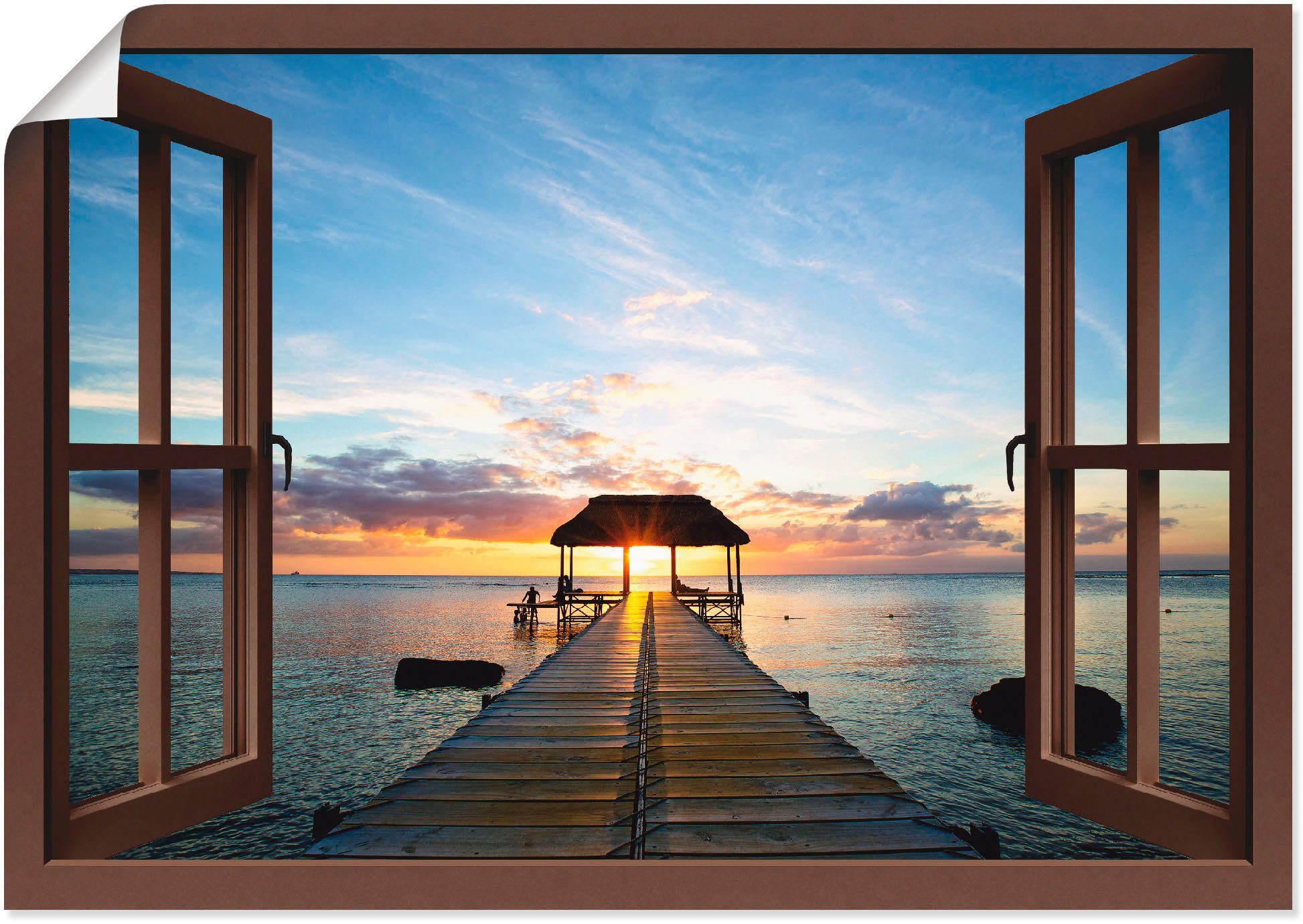 Artland Wandbild Fensterblick Steg im Gegenlicht, Fensterblick (1 St), als Alubild, Leinwandbild, Wandaufkleber oder Poster in versch. Größen