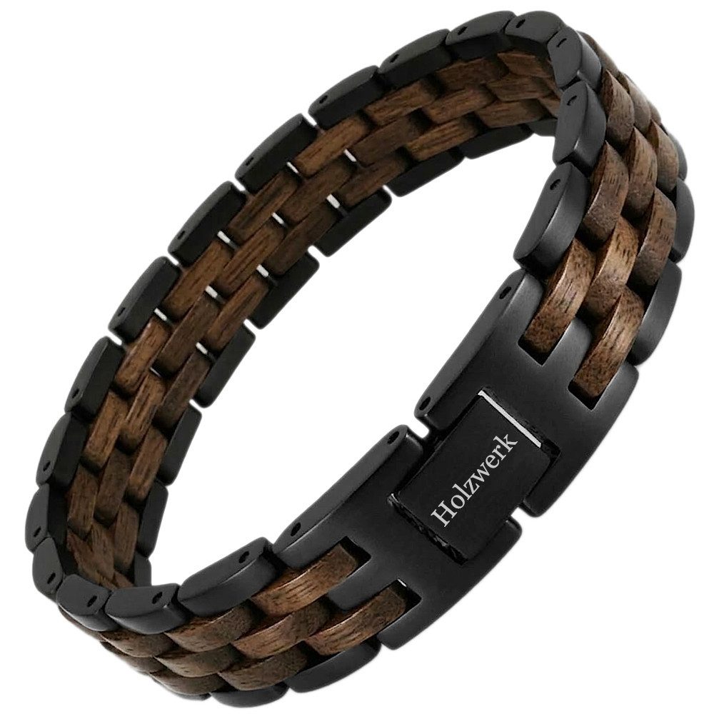 Holzwerk Edelstahlarmband Designer Holz Armband, Armkette Gliederarmband, Holz Unikate inkl. Armbandkürzer, ideal als Geschenk