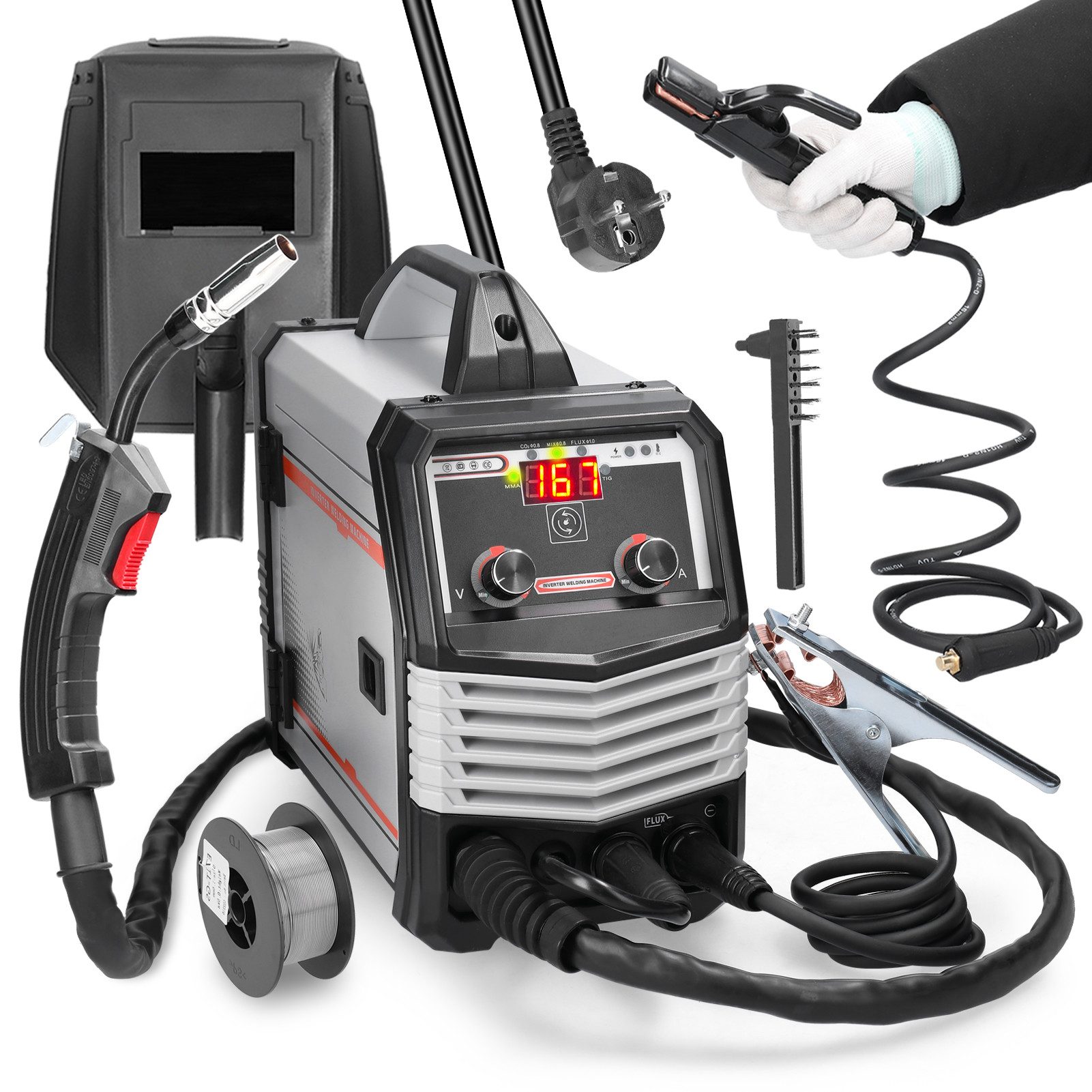GARRYFIZH Schutzgasschweißgerät Schutzgasschweißgerät Schweißgerät Schutzgas, Packung, Automatischer Drahtvorschub, IGBT-Technologie Automatische Drahtvorschub Mehrfacher Schutz
