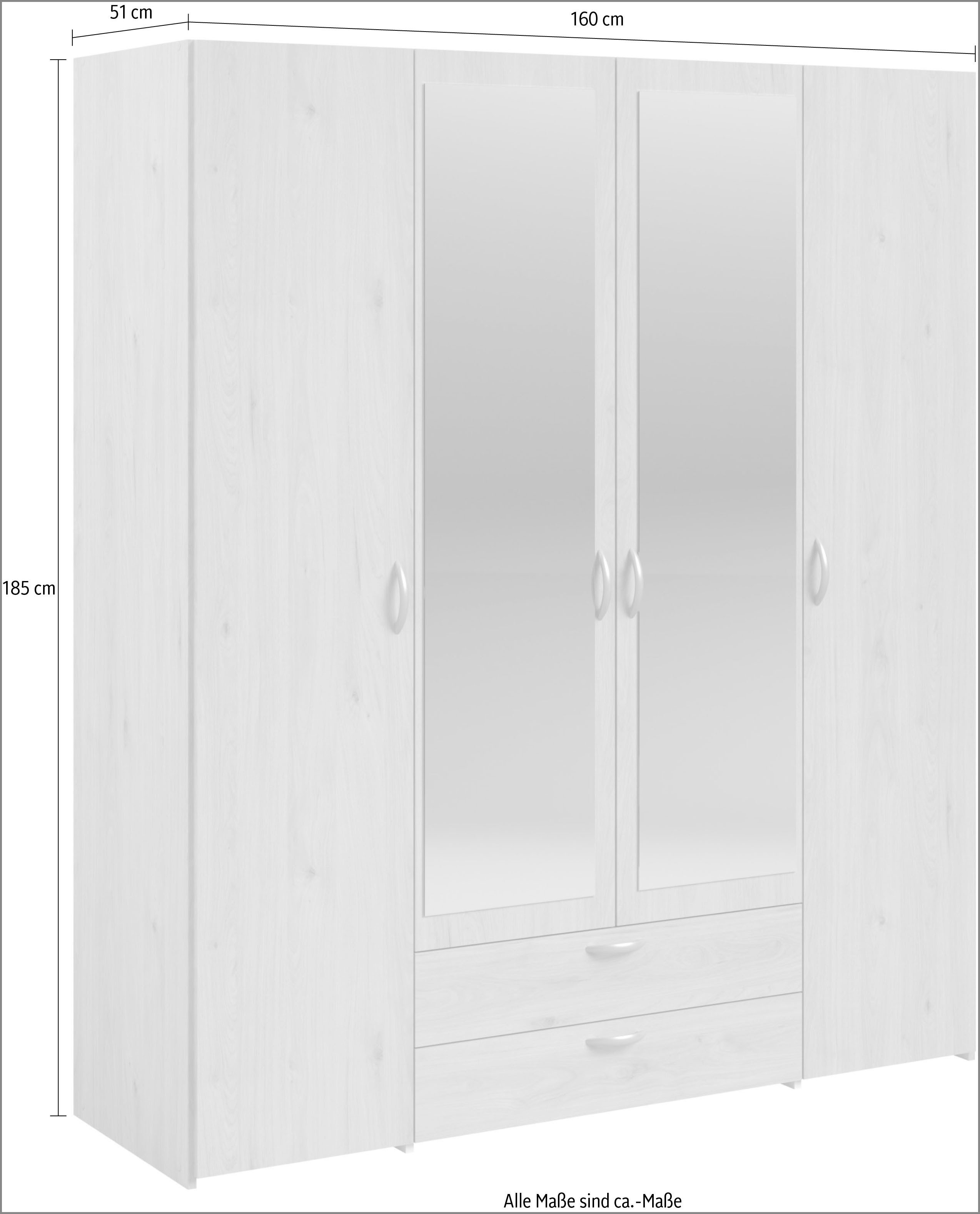 Parisot Drehtürenschrank Daily (1-St) zwei Türen mit Spiegel