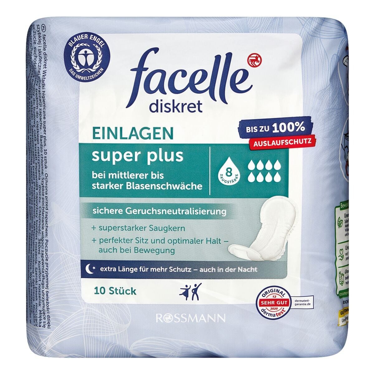 facelle Inkontinenz-Einlage super plus, 8, 10-St., Saugstärke 8