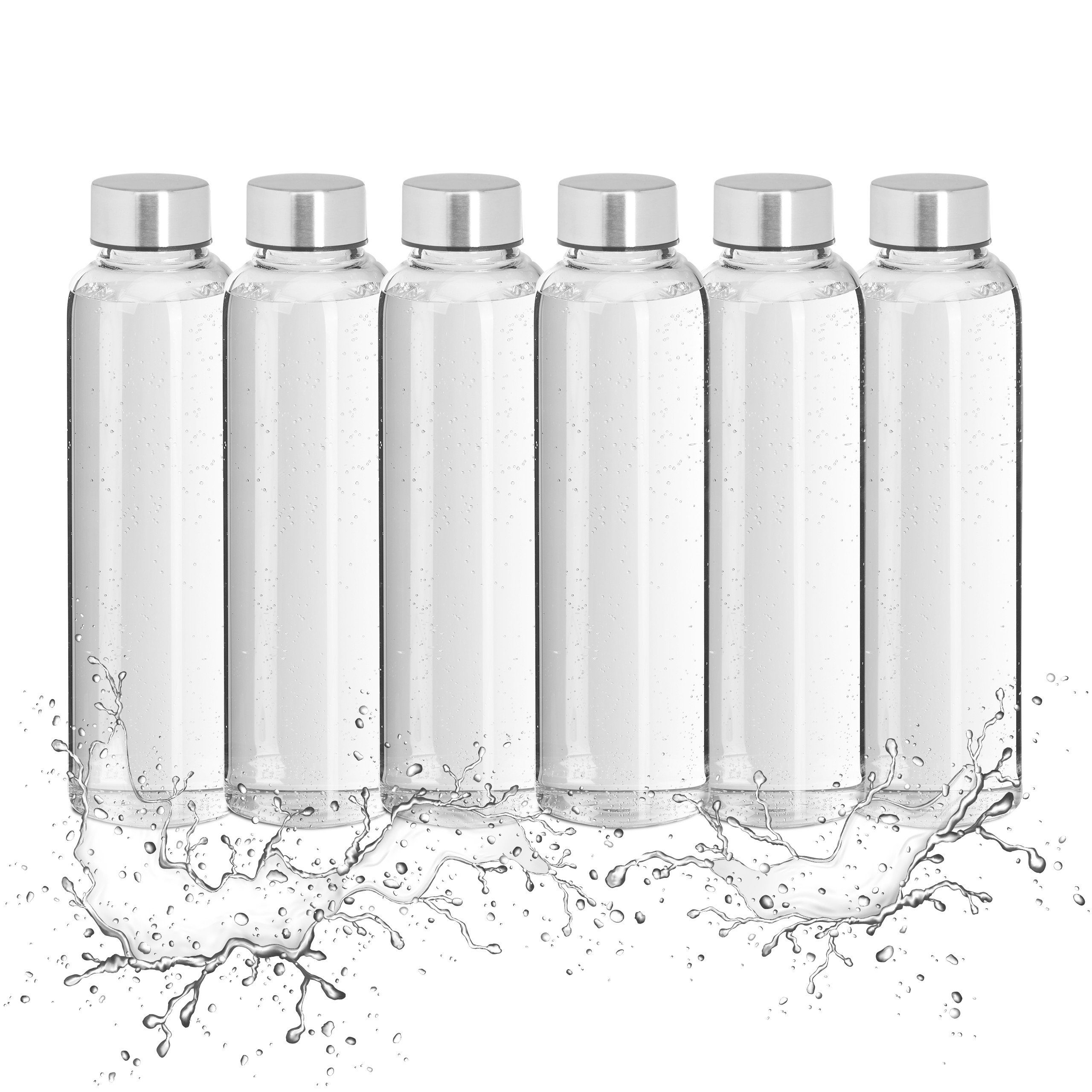 relaxdays Trinkflasche Glas 500 ml 6er Set