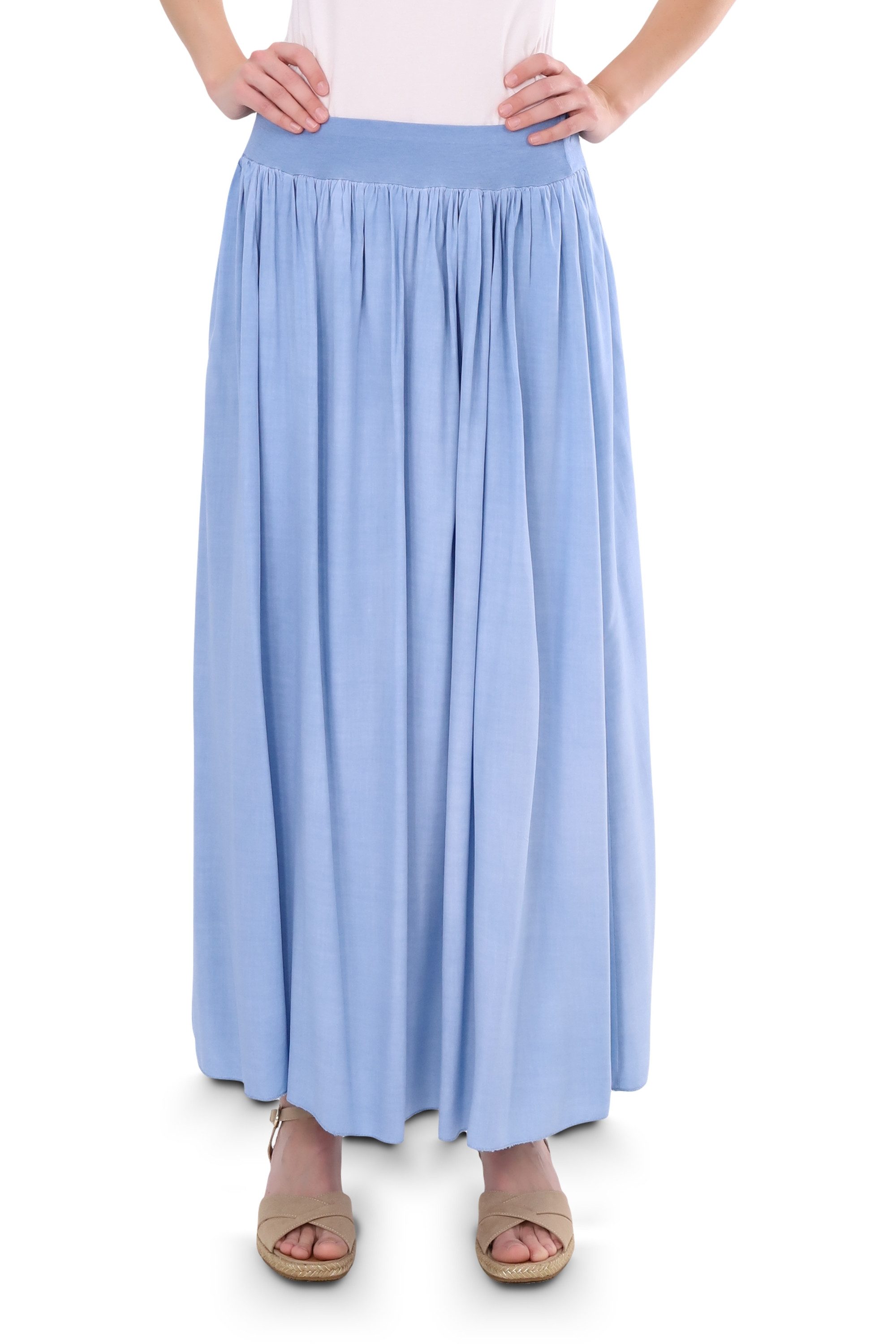 malito more than fashion Sommerrock malito Damen Maxi Rock, langer Rock blickdicht, Sommerrock mit Bund leichter eleganter Sommer Rock