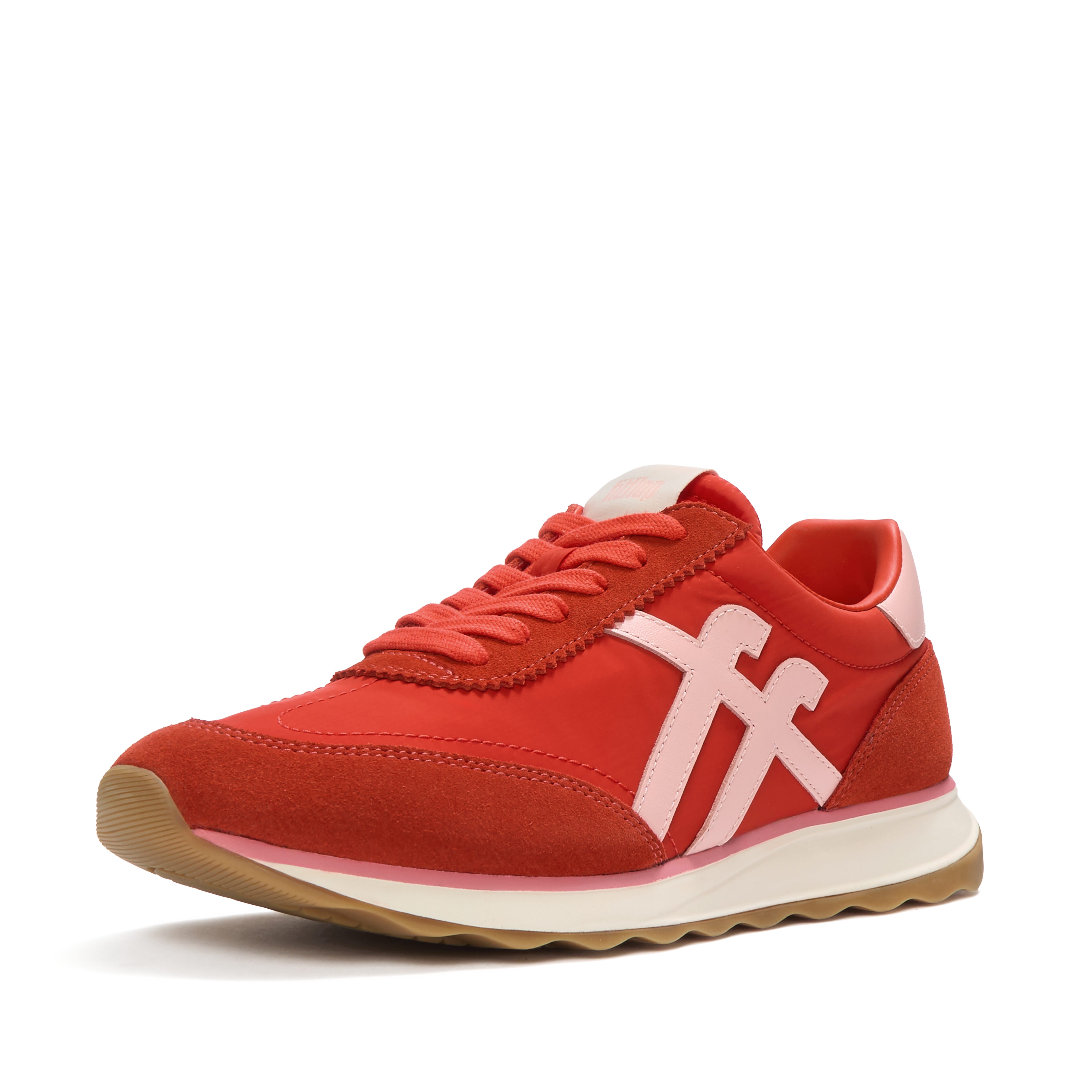 Fitflop RETRO-Q FF FABRIC/SUEDE SNEAKERS Keilsneaker Schnürschuh, Freizeitschuh, Halbschuh mit Kontrastbesatz