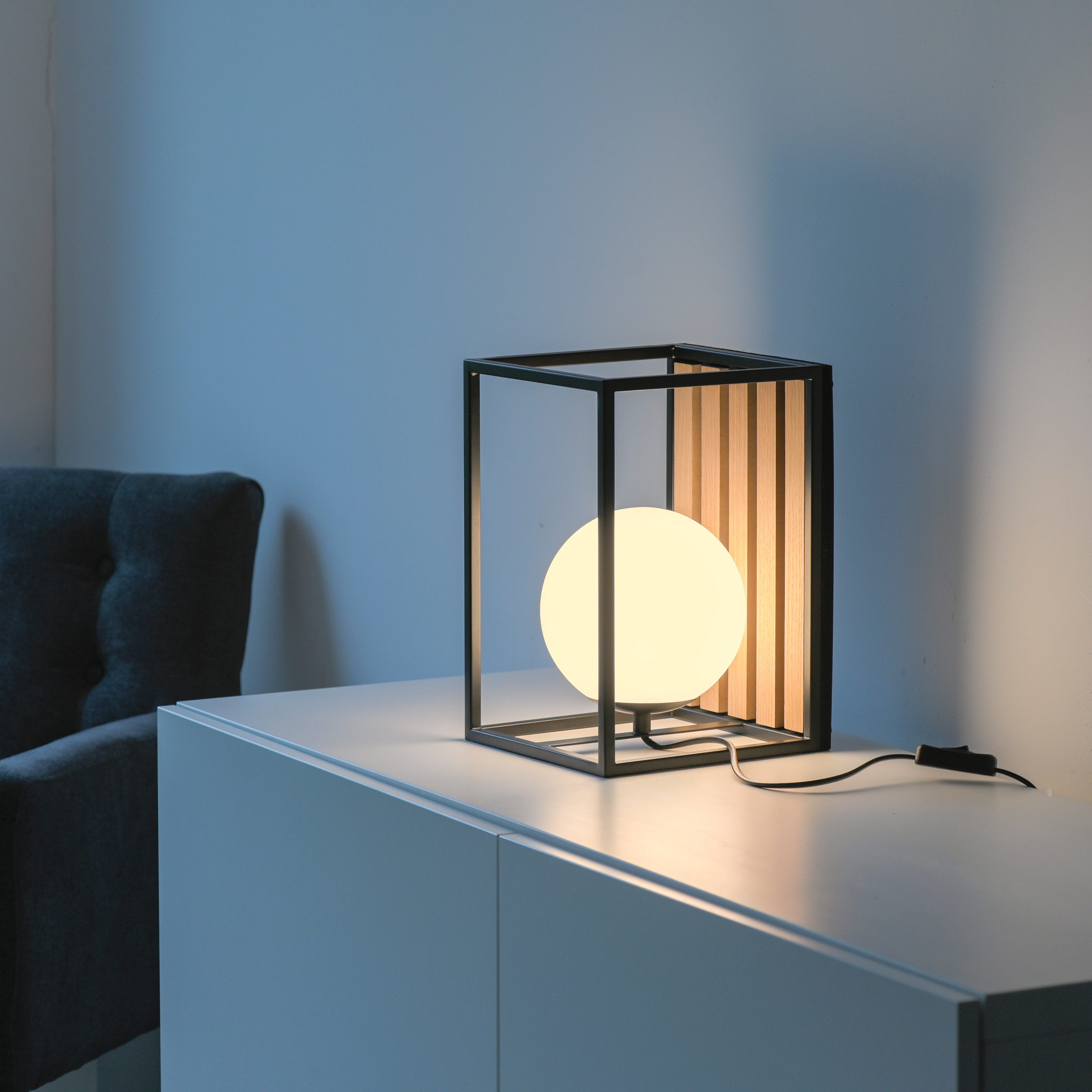 my home Tischleuchte Erinette Akustikpaneele mit Glaskugel, Ein-/Ausschalte günstig online kaufen