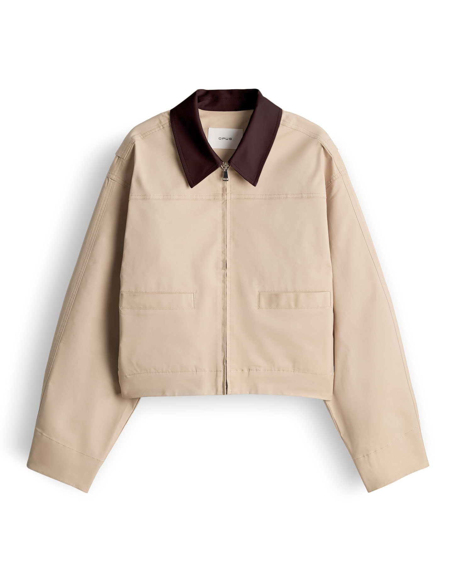 OPUS Kurzjacke Kurzjacke aus Webware mit Twillstruktur Boxy Fit, leicht verkürzt, Paspeltaschen und Reißverschluss