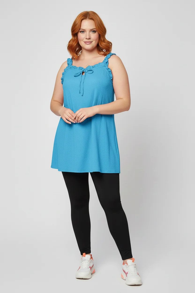 Blusentop Schnürbluse mit Rüschen und Trägern