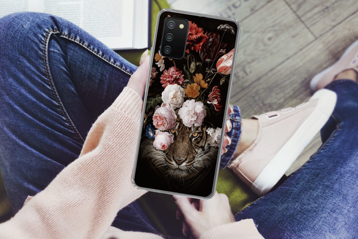 MuchoWow Handyhülle für Samsung Galaxy A03s Blumen - Jan Davidsz de Heem - Tiger - Gemälde, Smartphone-Bumper, Print, Handy Schutzhülle Dünn
