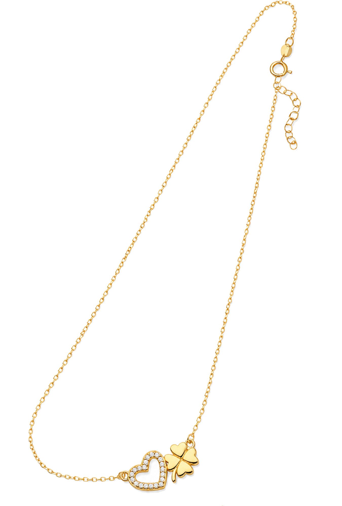 Limana Kette mit Einhänger Kleeblatt Herz Damen Halskette gold 925 Sterling Silber Geschenk (Freundin Mama Ehefrau Mutter Schmuck inkl. Dose), Geburtstag Weihnachten Muttertag Valentinstag Hochzeitstag Jahrestag