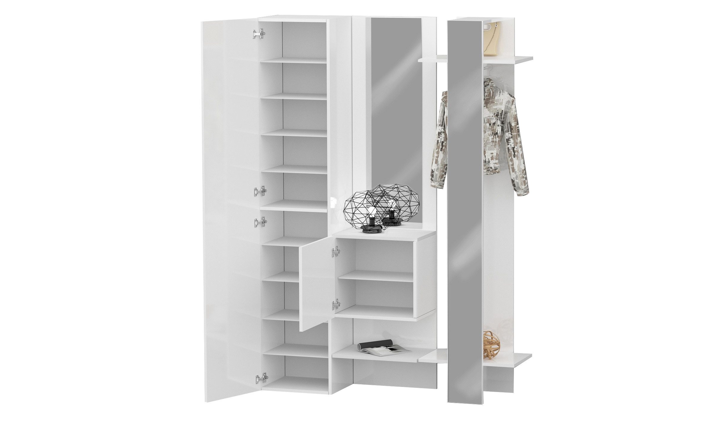 freiraum Kompaktgarderobe Anzio in Weiß Hochglanz - 140x191x35cm (BxHxT) günstig online kaufen
