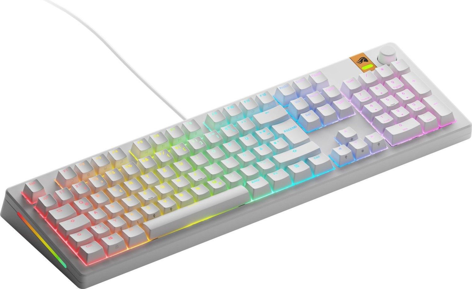 GLORIOUS Glorious GMMK 3 HE 100% Pre-built Gaming Keyboard, weiß, LEDs RGB Gaming-Tastatur (Lautstärkedrehregler)