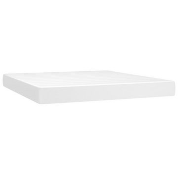 vidaXL Bettgestell Boxspringbett mit Matratze LED Weiß 160x200 cm Kunstleder Bett Bettge