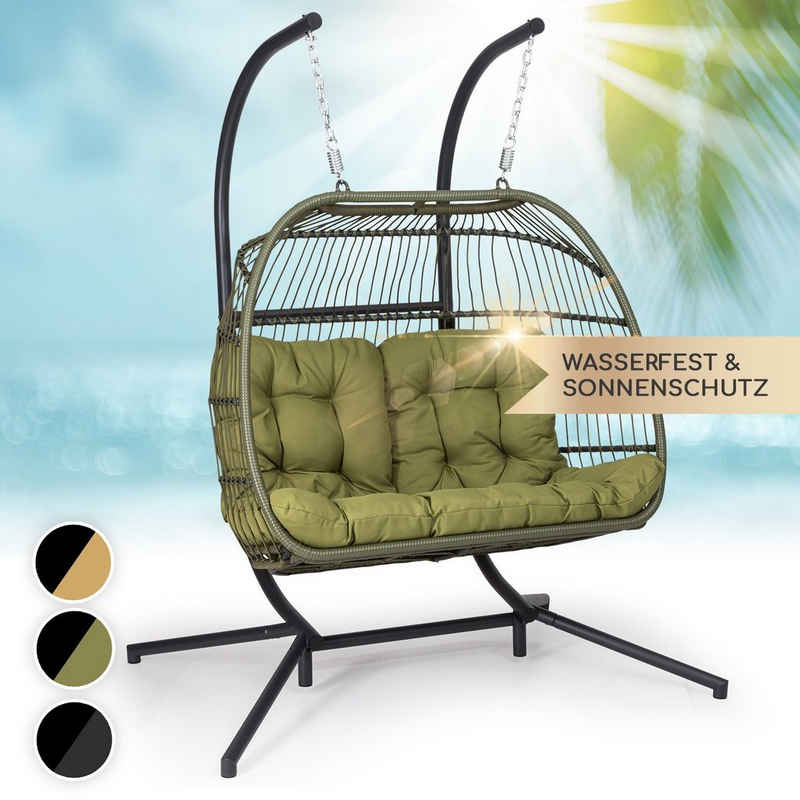 blumfeldt Loungesessel Biarritz double, Hängesessel Sitzkissen Polyester Aluminium Polyrattan