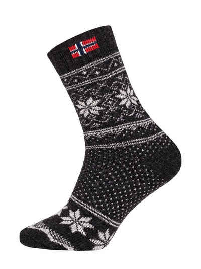 HomeOfSocks Norwegersocken Skandinavische Wollsocke "Jacquard Norwegen" Nordic Kuschelsocken Dicke Socken Hyggelig Warm Hoher 80% Wollanteil Norwegischem Design