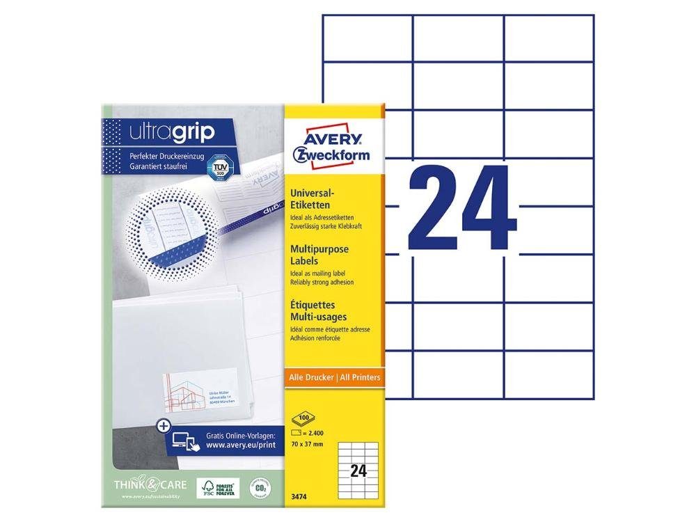 Avery Zweckform Etiketten Avery Zweckform Universaletiketten '3474' 70 x 37