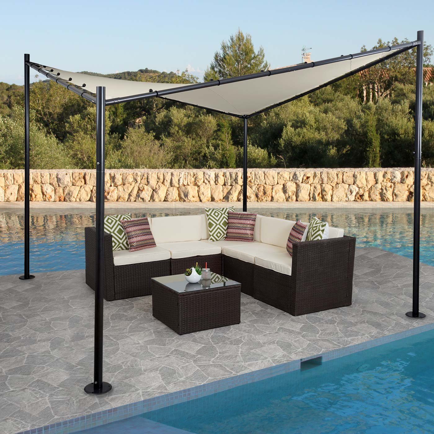 MCW Pergola MCW-A41-G, BxTxH: 411x411x292 cm, Für Tücher mit Tuchmaß 380x380 cm