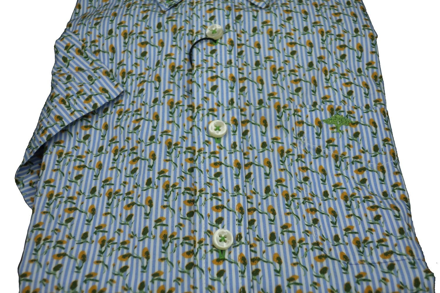 Herren Hemden FYNCH-HATTON Kurzarmhemd Fynch Hatton Herren Button Down Hemd kurzarm Blumen blau