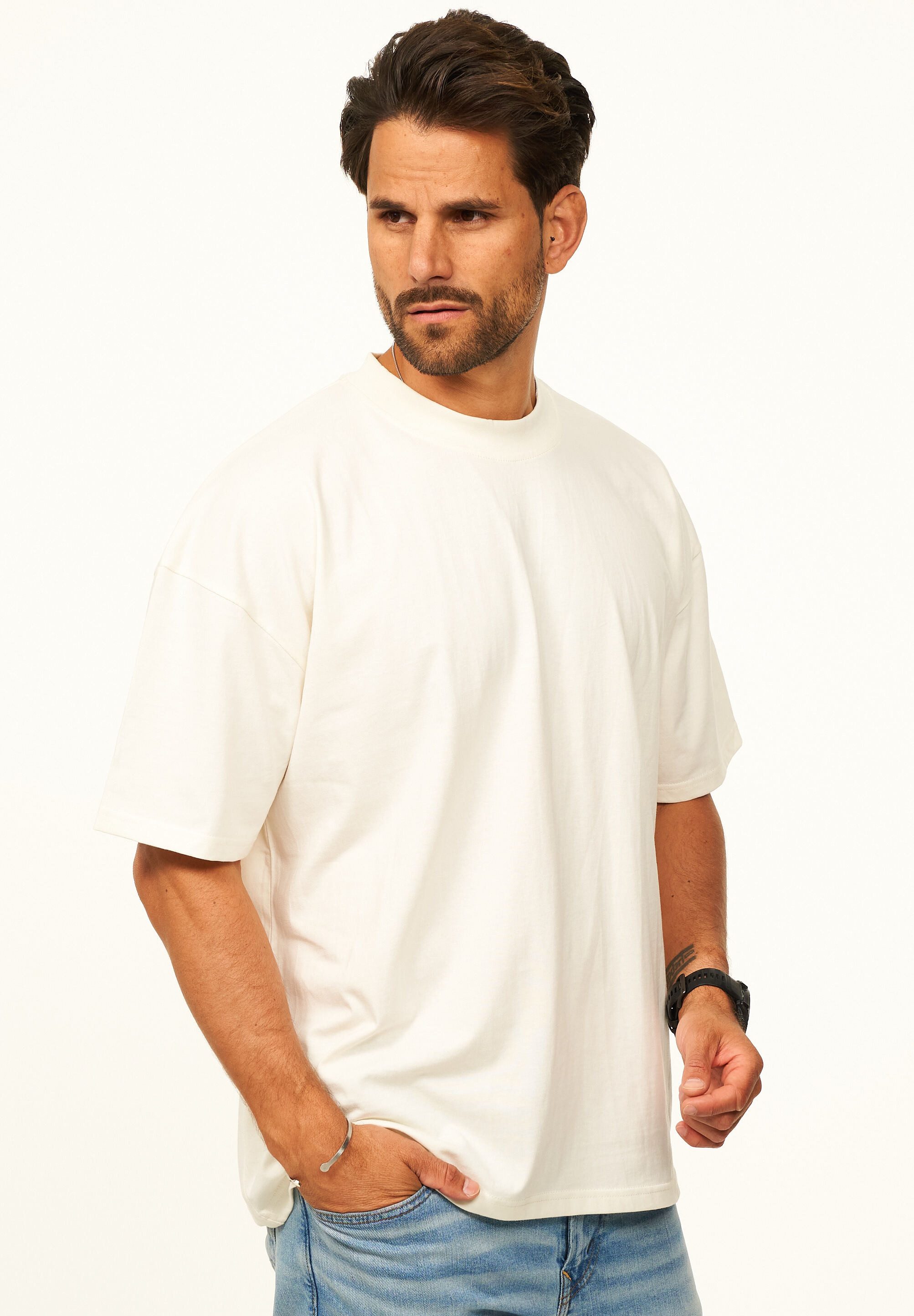 DAILY COTTON T-Shirt im Oversize Fit - Herren Kurzarm Shirt mit Rundhals-Ausschnitt Basic Oberteil Crew-Neck kurzärmlig aus 100% Baumwolle für Männer