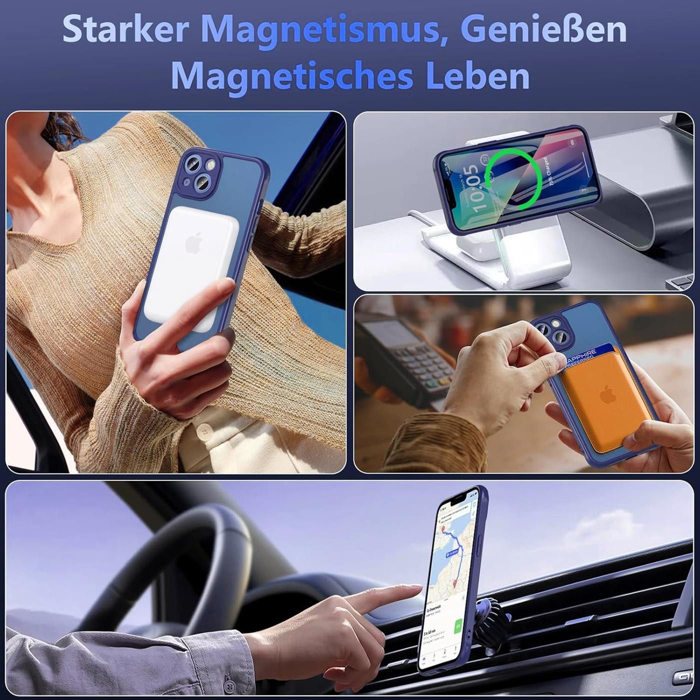 CoolGadget Handyhülle Magnet-Hülle für iPhone 15 Schutzhülle magnetisch 6,1 Zoll, Hülle Matt Stoßfest kompatibel mit Magsafe Zubehör Kameraschutz Case – Bild 4 von 5