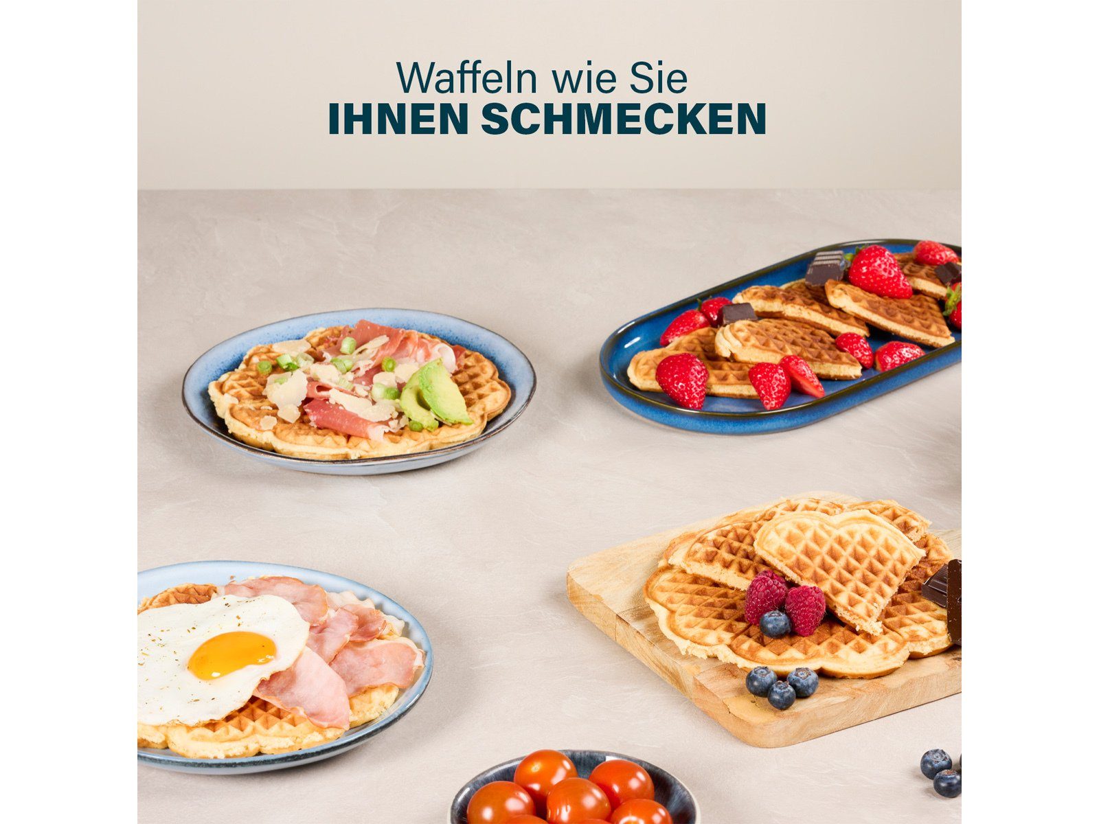 PRINCESS herzförmige Waffeln Waffeleisen, 1200 W, Waffelbäcker Waffel-Gabel 5 Ø20cm Waffelmaker mit