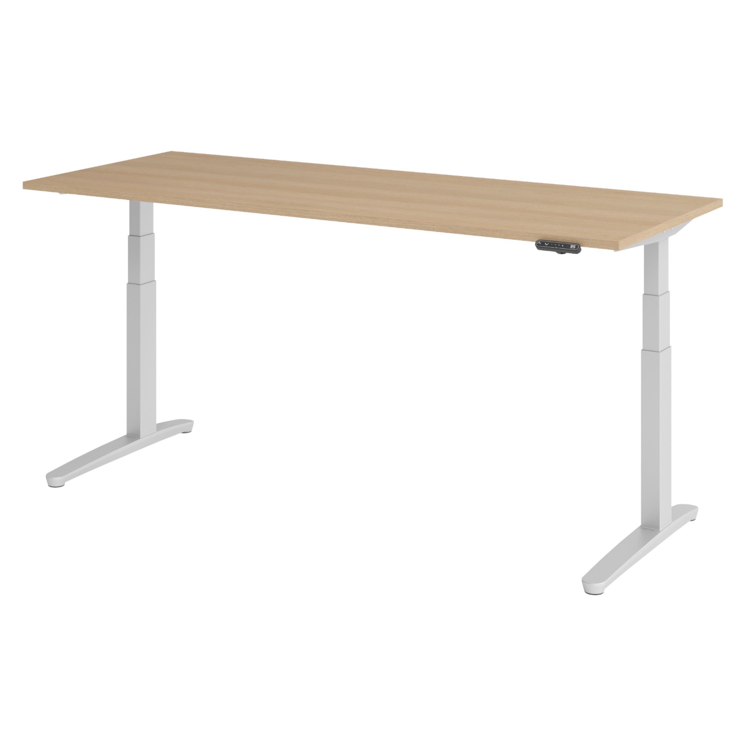 bümö Schreibtisch bümö XBHM Schreibtisch, Rechteck: 200 x 80 cm - Dekor: Eiche - Gestell: Silber