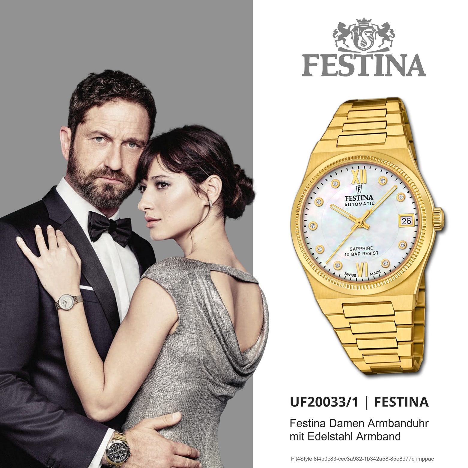 Festina Automatikuhr Festina Damenuhr Edelstahl gold Festina, (Analoguhr), Damen Armbanduhr rund, Edelstahlarmband gold, Elegant