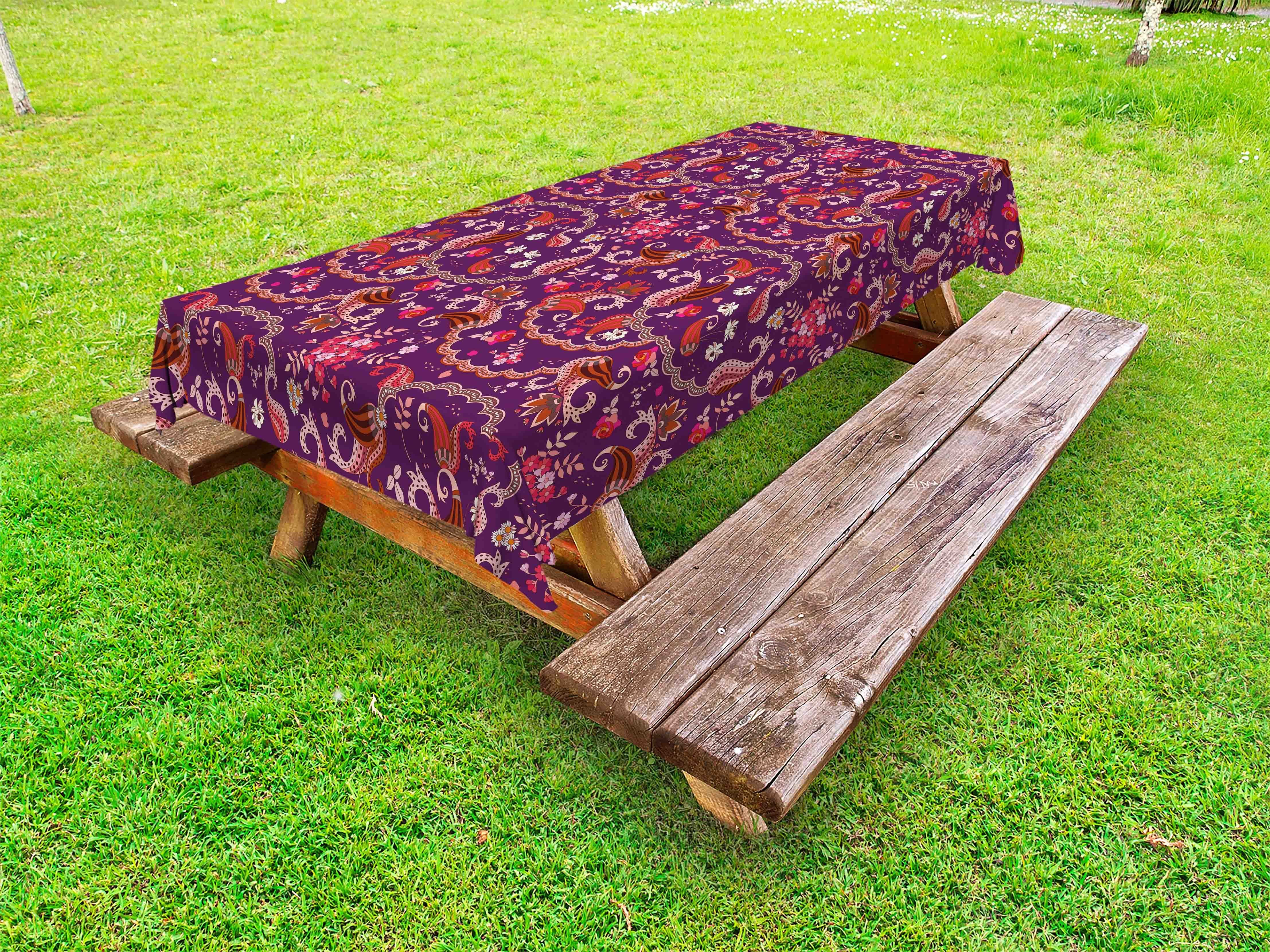 Abakuhaus Tischdecke dekorative waschbare Picknick-Tischdecke, Garten Flora und Paisley Blumen