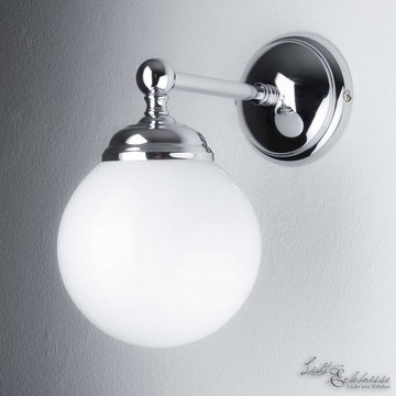 Licht-Erlebnisse Wandleuchte SATURNO, ohne Leuchtmittel, Wandlampe Weiß Rund Echt-Messing Verchromt Handarbeit Schlafzimmer