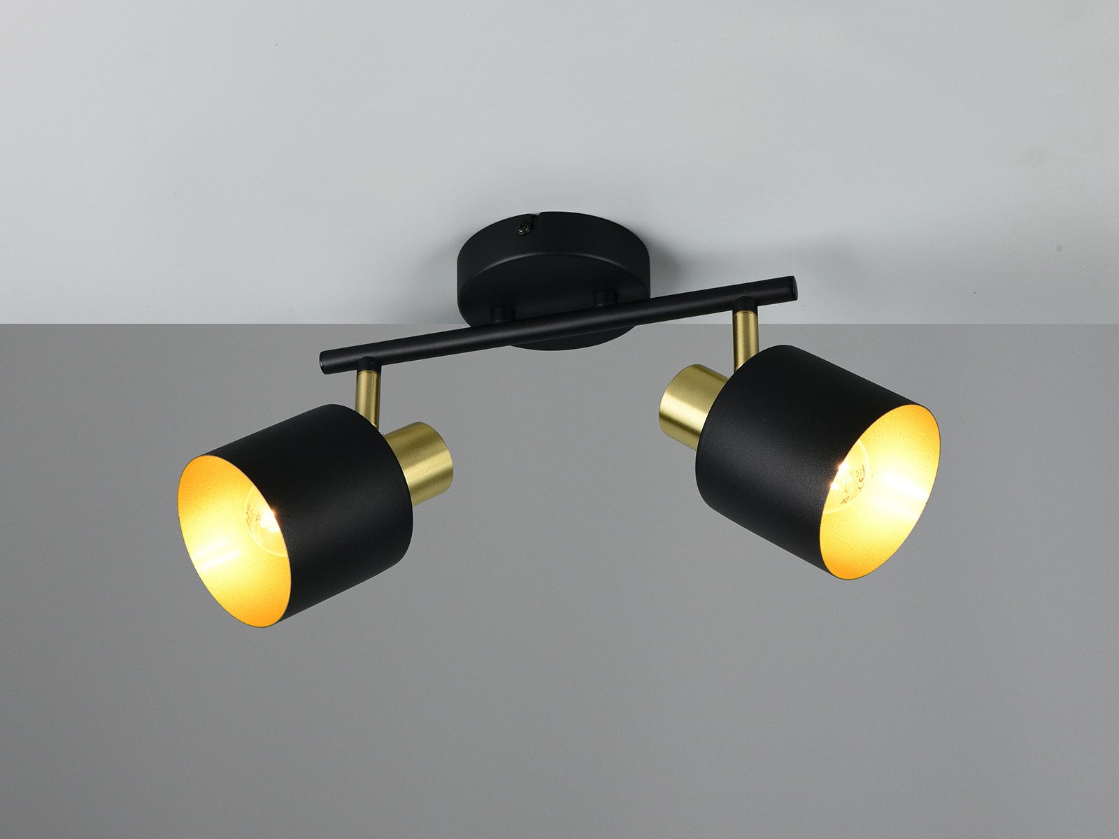TRIO Leuchten LED Deckenstrahler 2-flammig aus Metall, Breite 36,5cm, Dimmfunktion, LED wechselbar, Warmweiß, Strahler innen, Lampenschirme schwenkbar inkl. dimmbaren Leuchtmitteln