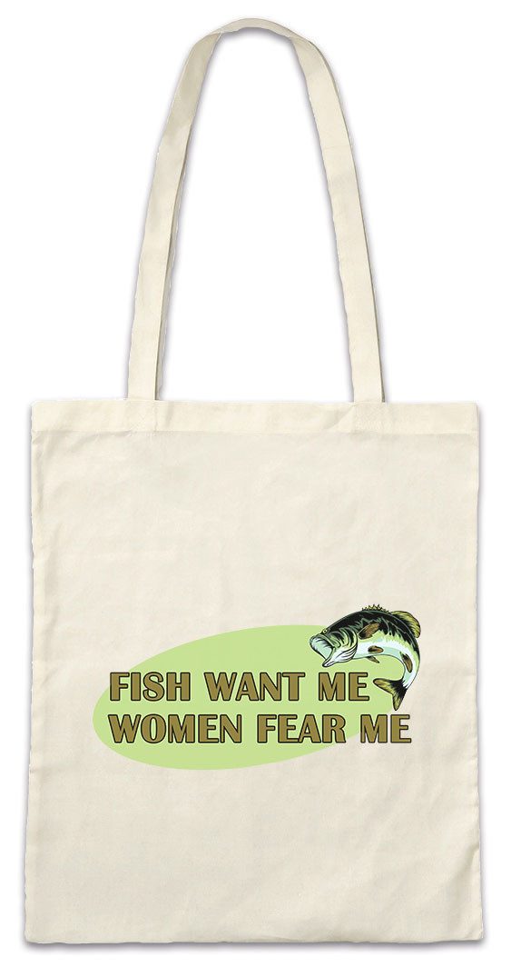 Urban Backwoods Beuteltasche Fish Want Me Women Fear Me Stofftasche Angler Fischer Sport Angelsport (1-tlg), Bass Angeln Verein