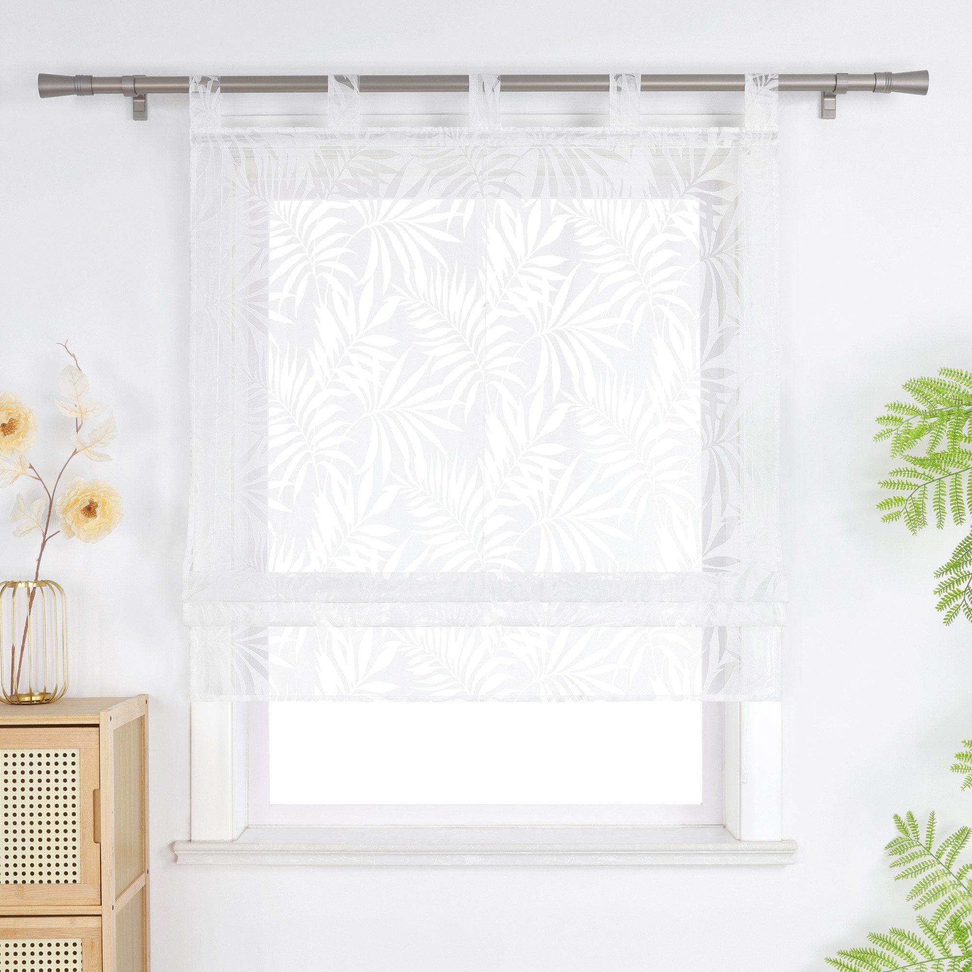 Joyswahl Raffrollo, mit Schlaufen, Ausbrenner Weiß günstig online kaufen