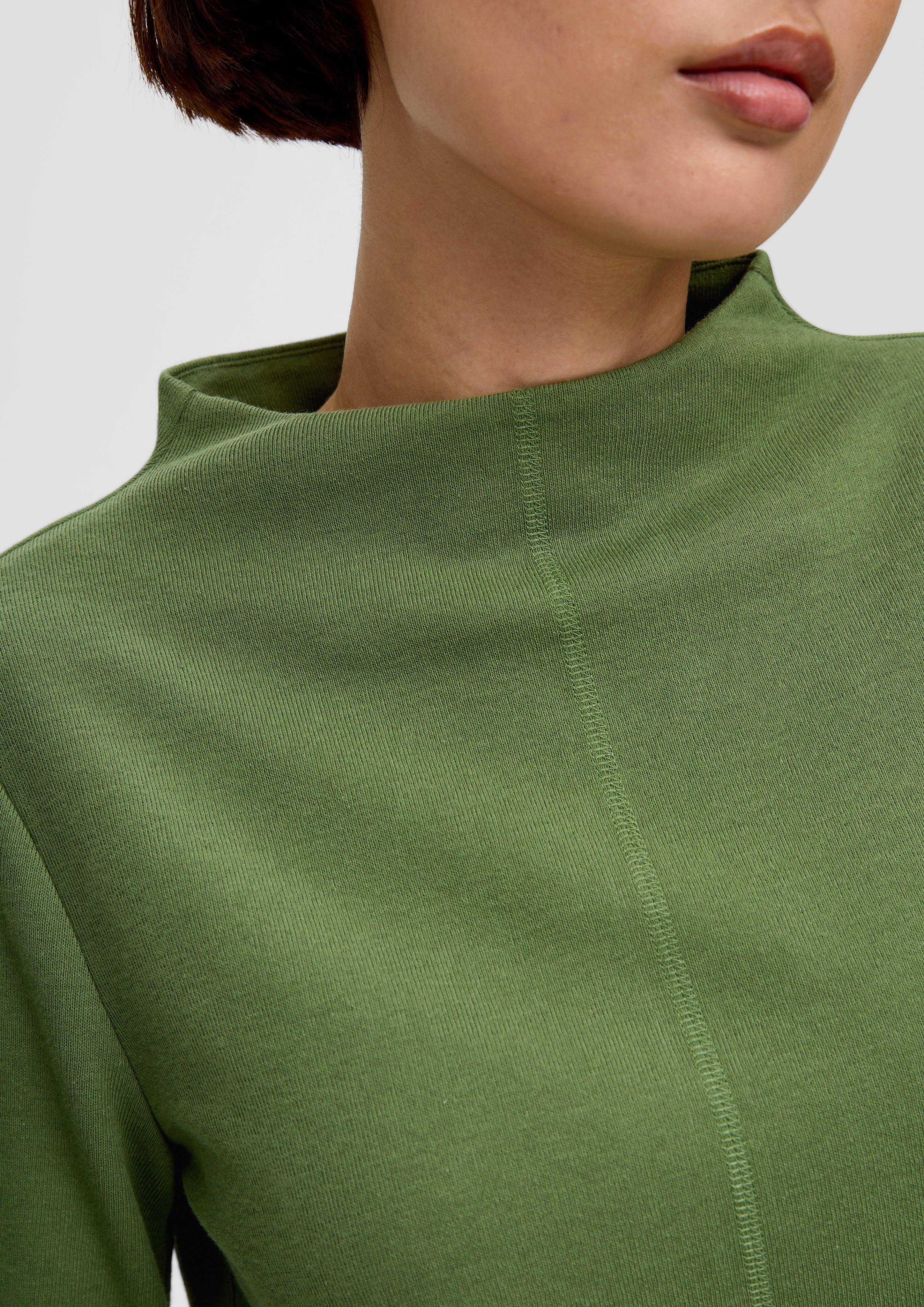 s.Oliver 3/4-Arm-Shirt Ziernaht Baumwollstretch Longsleeve aus grün
