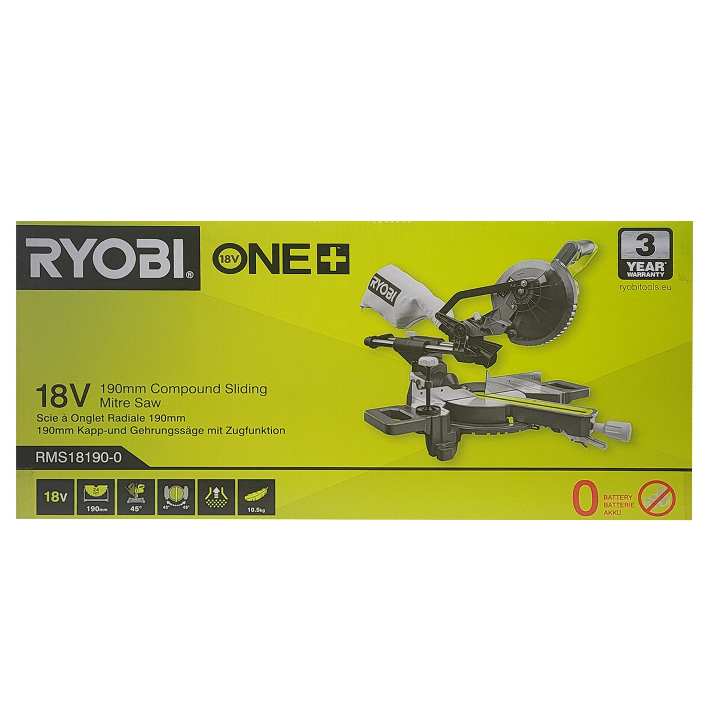 RYOBI Kappsäge Ryobi R18MS216-0 ONE+ Akku-Zug-Kappsäge 18V 216mm, 1-St.