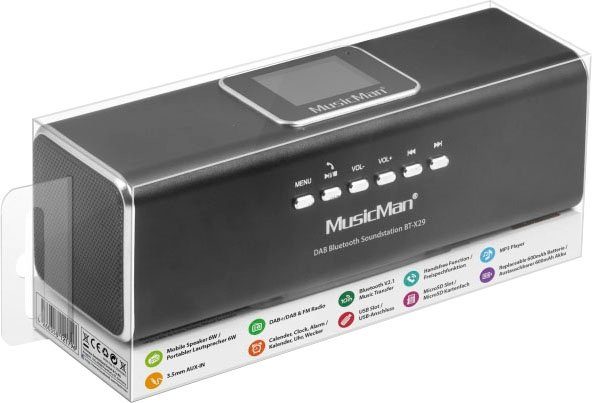 Technaxx MusicMan BT-X29 Stereo DAB 6 Bluetooth Soundstation) schwarz Bluetooth-Speaker (Bluetooth, W
