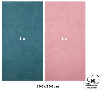 Betz Badetuch Stück Badetücher groß XXL Berlin 100 x 200 cm Badetuch Saunatuch, 100% Baumwolle (2 Stück, 2-St), Farbe Lotus-taubenblau