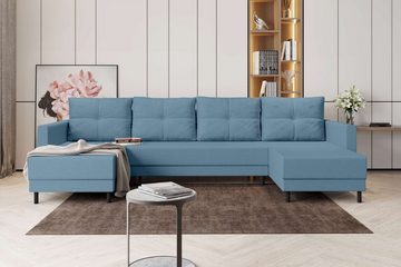 99rooms Wohnlandschaft Selena, U-Form, Eckcouch, Sofa, Sitzkomfort, mit Bettfunktion, mit Bettkasten, Modern Design