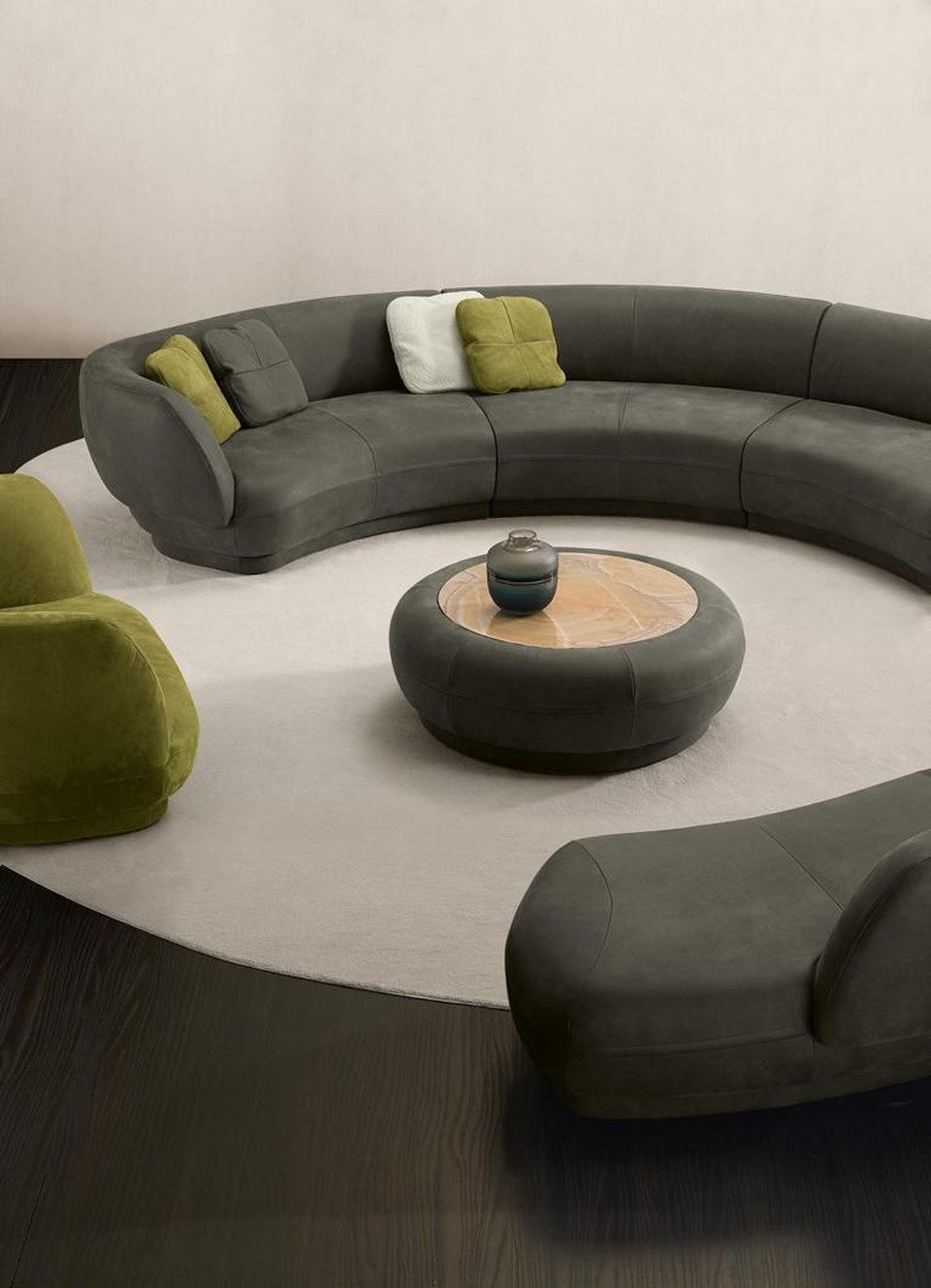 JVmoebel Sofa Rundsofa Eckcouch 6 Sitzer Couch Sofa Leder Luxus Möbel Rund, Made in Europa