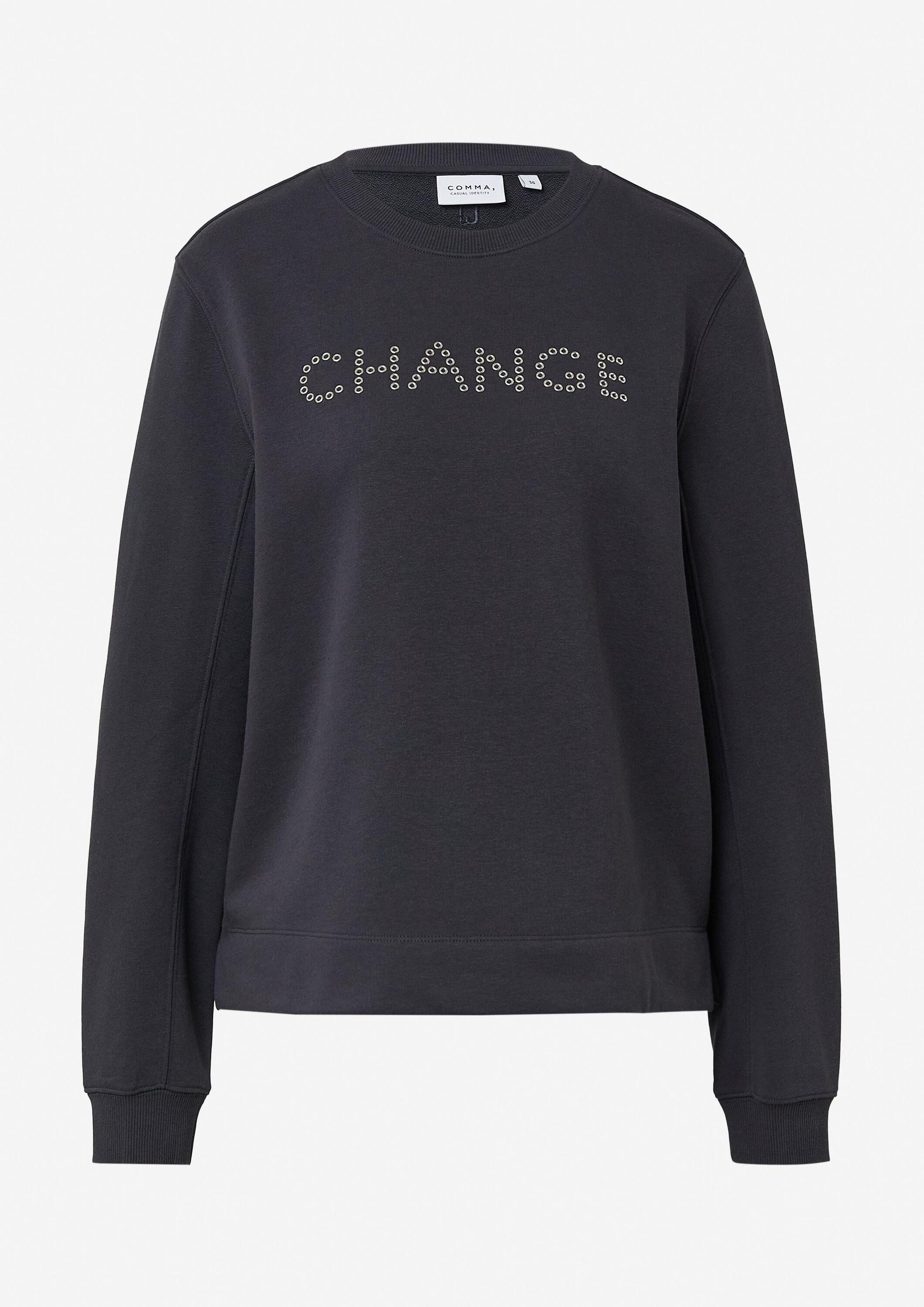 comma Sweatshirt Sweatshirt Sweatshirt mit Nieten-Artwork
