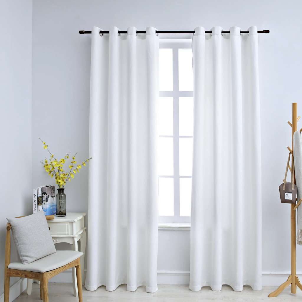 vidaXL Vorhang Verdunkelungsvorhänge mit Metallösen 2 Stk. Grauweiß 140x245 cm (1 St)