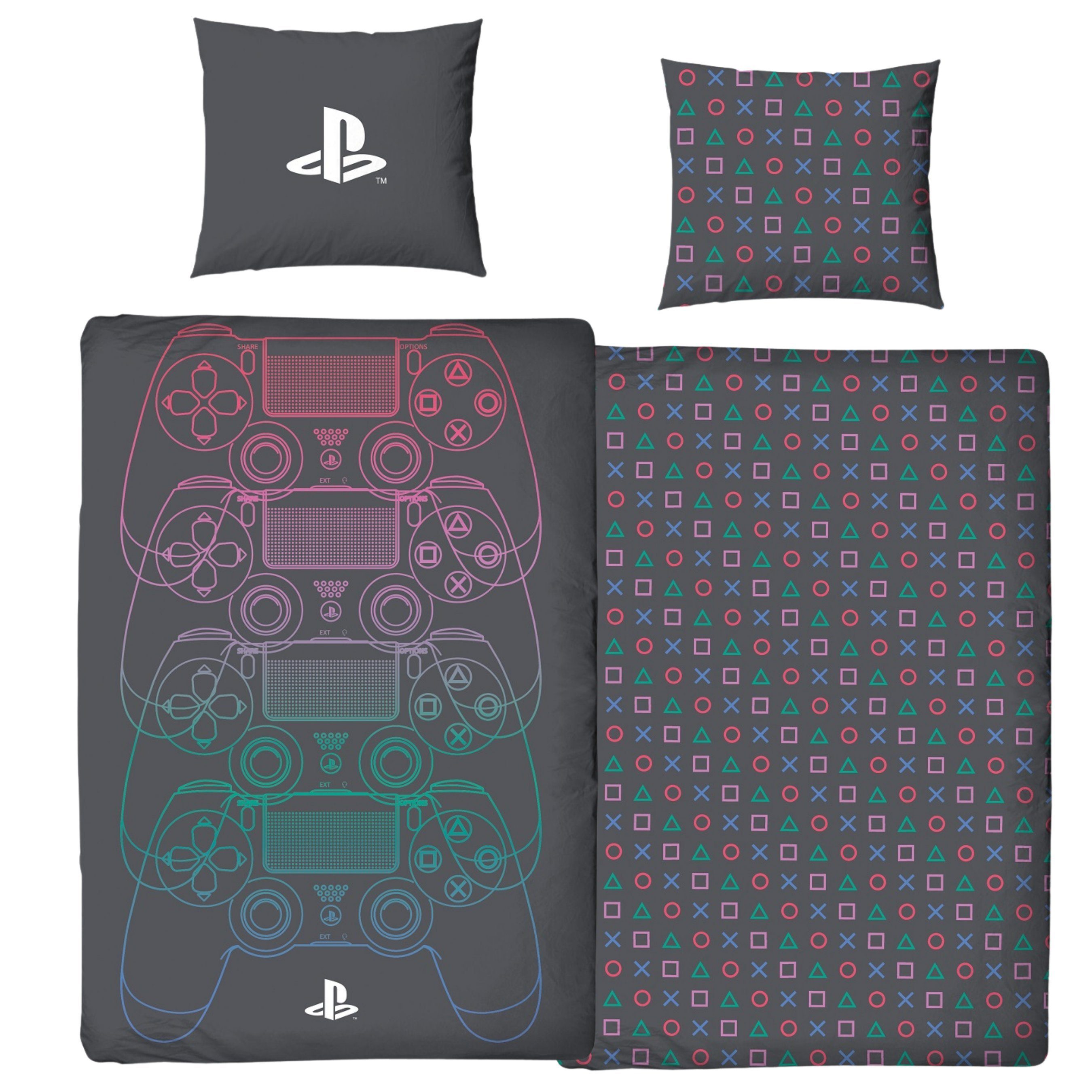 Bettwäsche »PlayStation 5 Bettwäsche 135x200 + 80x80 cm 2 tlg., 100 %  Baumwolle in Renforcé, eine trendige Bettwäsche für PlayStation Fans«,  MTOnlinehandel, offiziell lizenzierte PlayStation Bettwäsche online kaufen  | OTTO