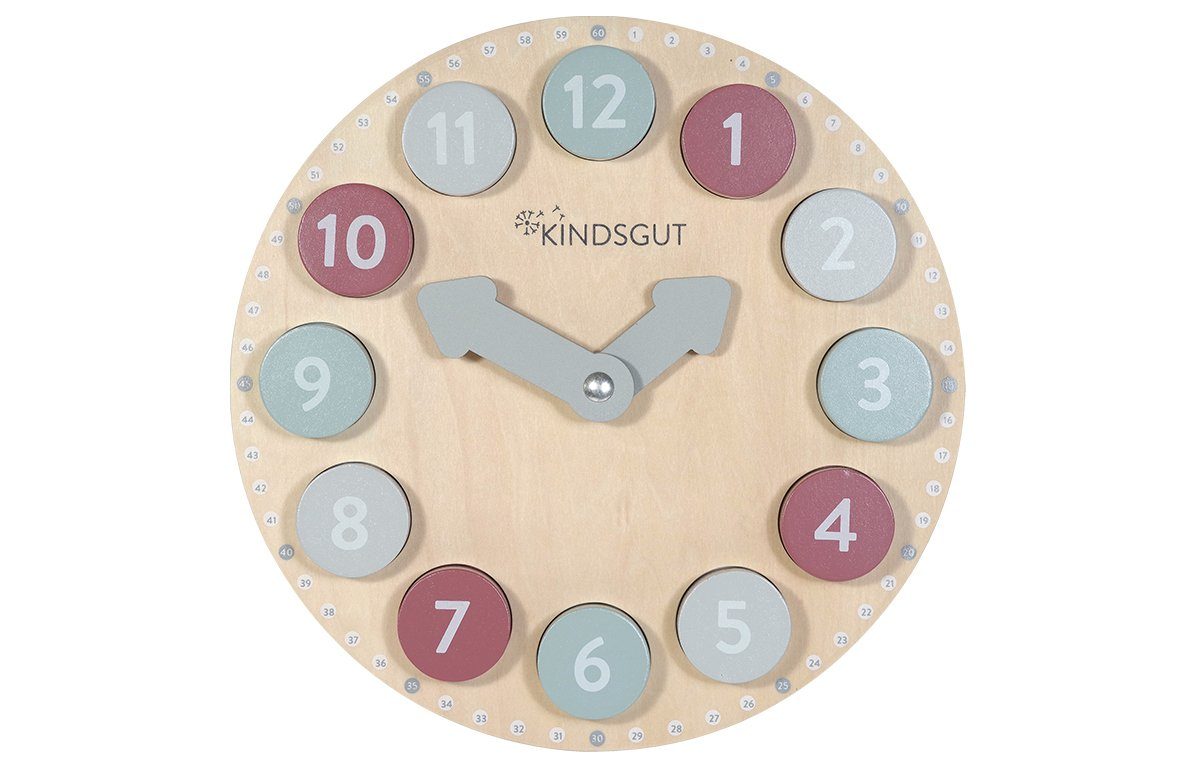 KINDSGUT Lernspielzeug Lernuhr, Lernspielzeug aus Holz für Kinder, unisex, Zahlen 1-12 und 13-24