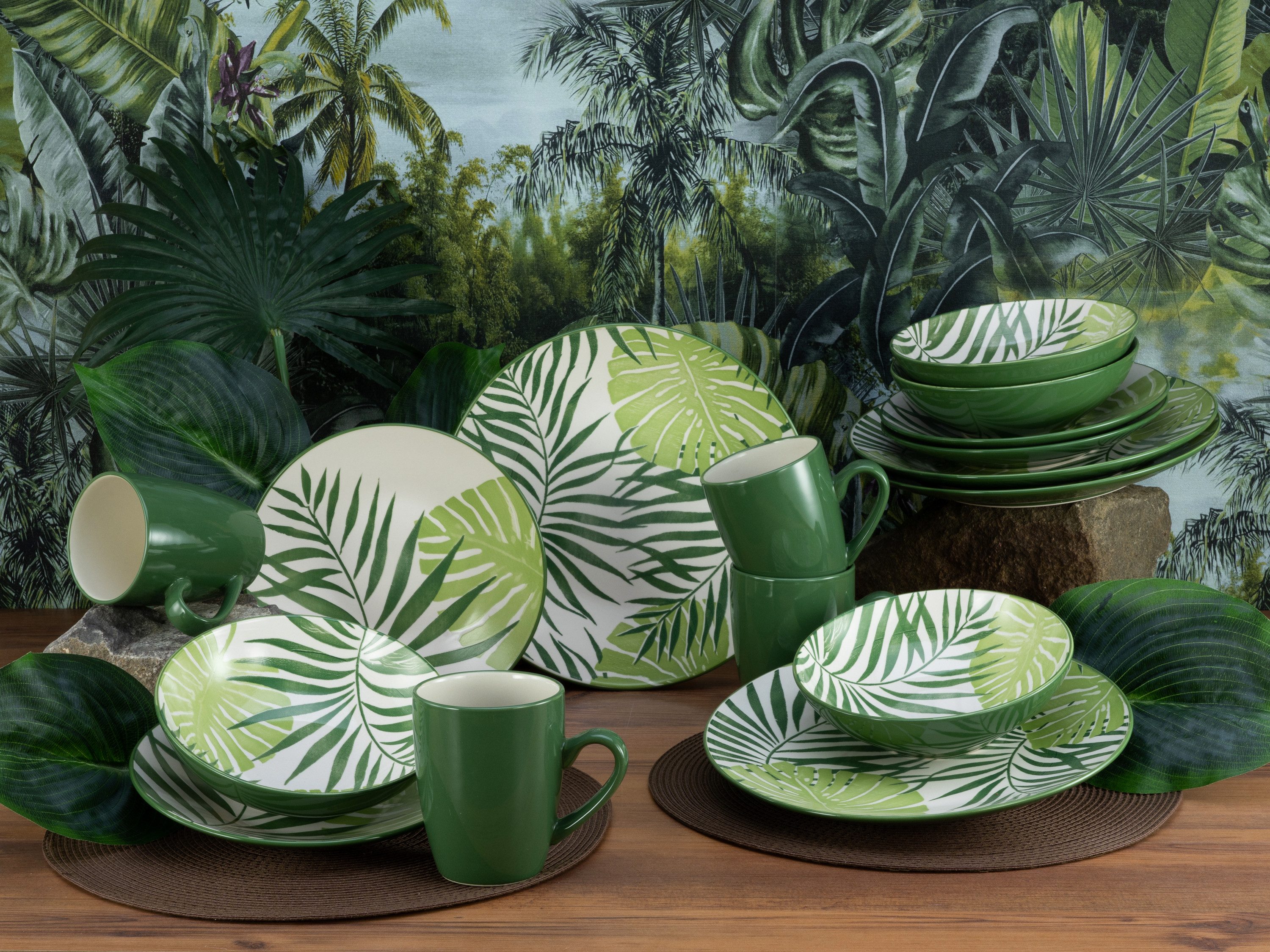creaTable Kombiservice Tropicana Grün (16-tlg), 4 Personen, Steinzeug – Bild 2 von 5