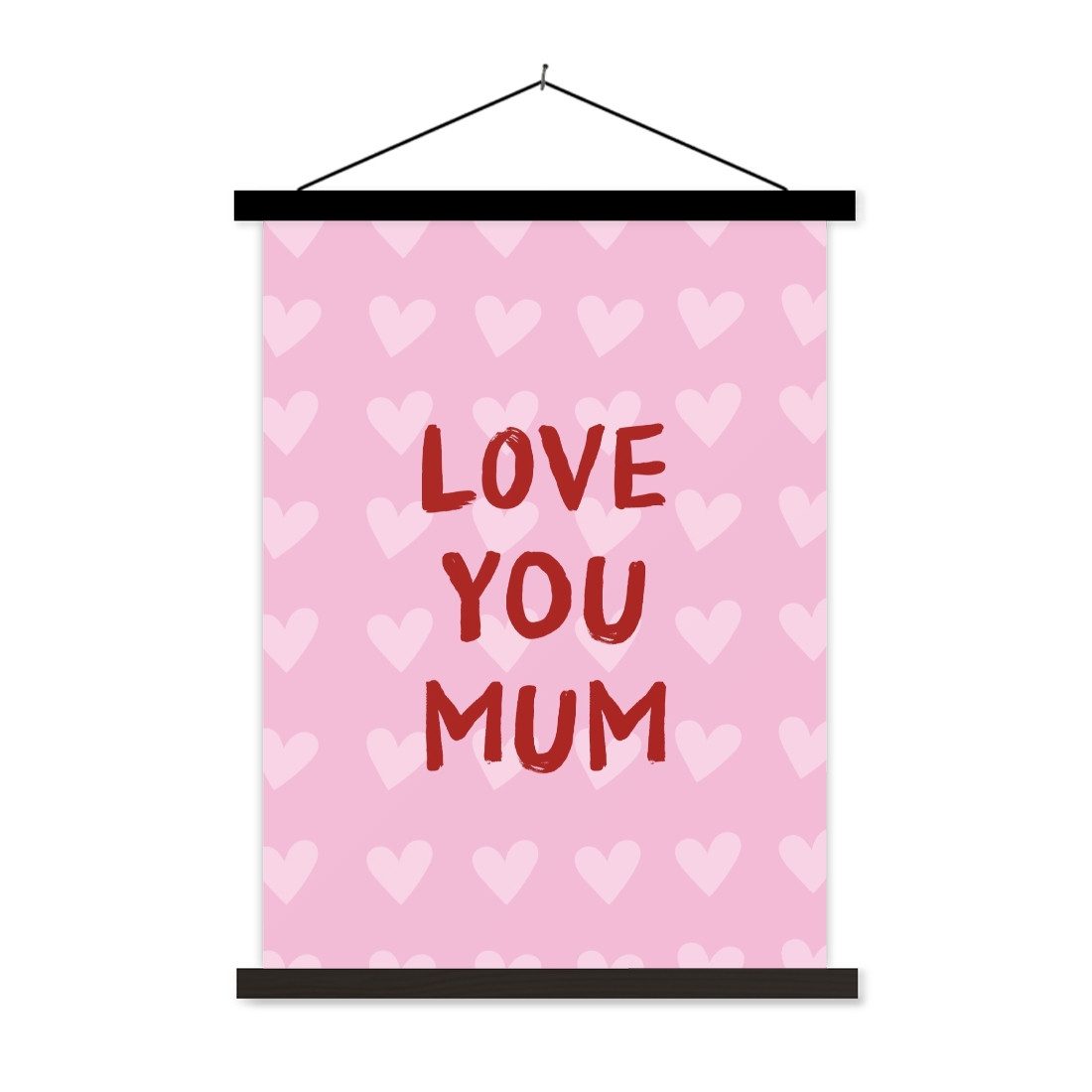 MuchoWow Poster Liebe - Zitat - Mutter - Rot, (1 St), Magnetische Posterleiste, Holzleisten, Textilposter, 60x80 cm