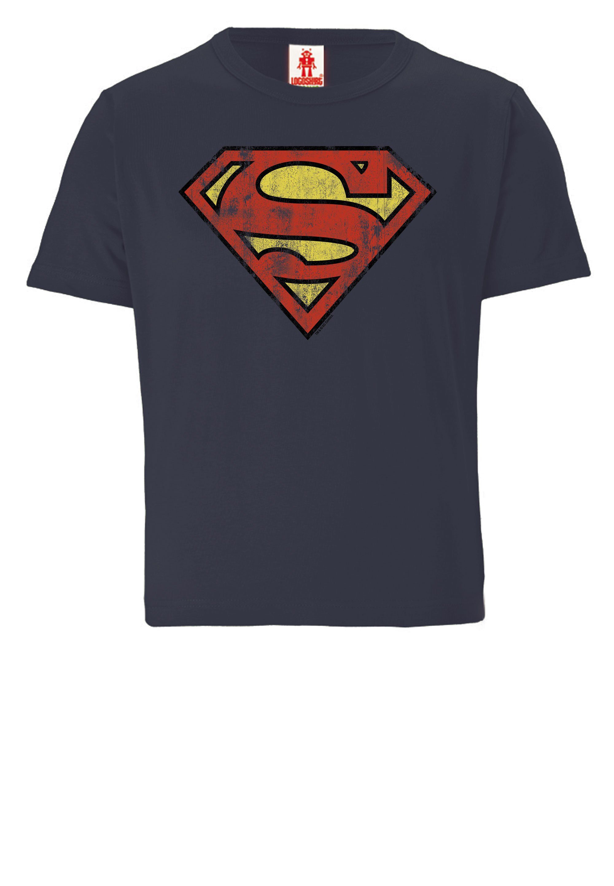 LOGOSHIRT T-Shirt DC Comics mit dunkelblau – Print Superman lizenziertem