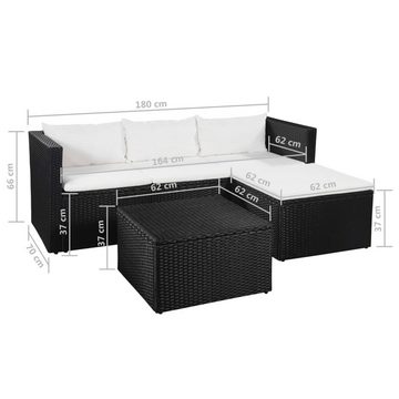 vidaXL Garten-Essgruppe 3-tlg Garten Lounge Set Polyrattan Schwarz und Weiß Sitzgruppe Set Lou